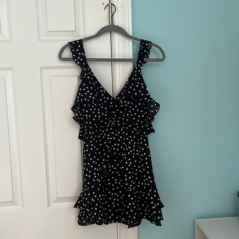 Process Polly ruffle dress in black. Size 2